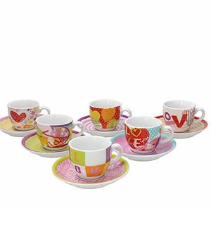 Tognana Set 6 Tazza Caffè con piatto Iris Love